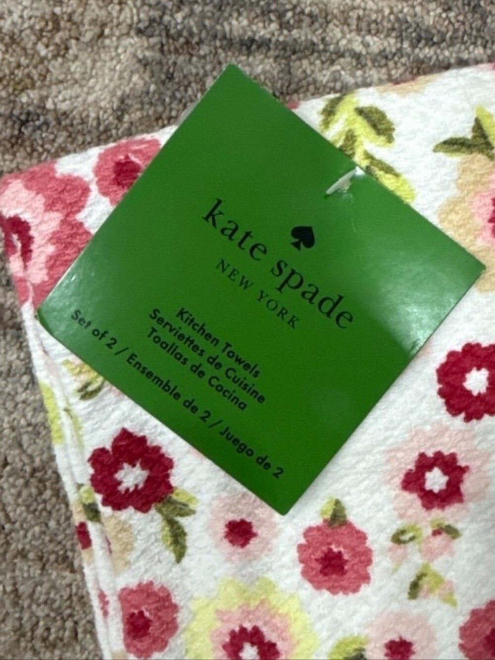 kate spade White Floral Cotton Towels with Pink and Yellow Blooms - Picture 2 of 2